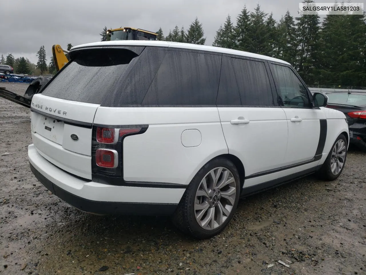 2020 Land Rover Range Rover Hse VIN: SALGS4RY1LA581203 Lot: 86573144