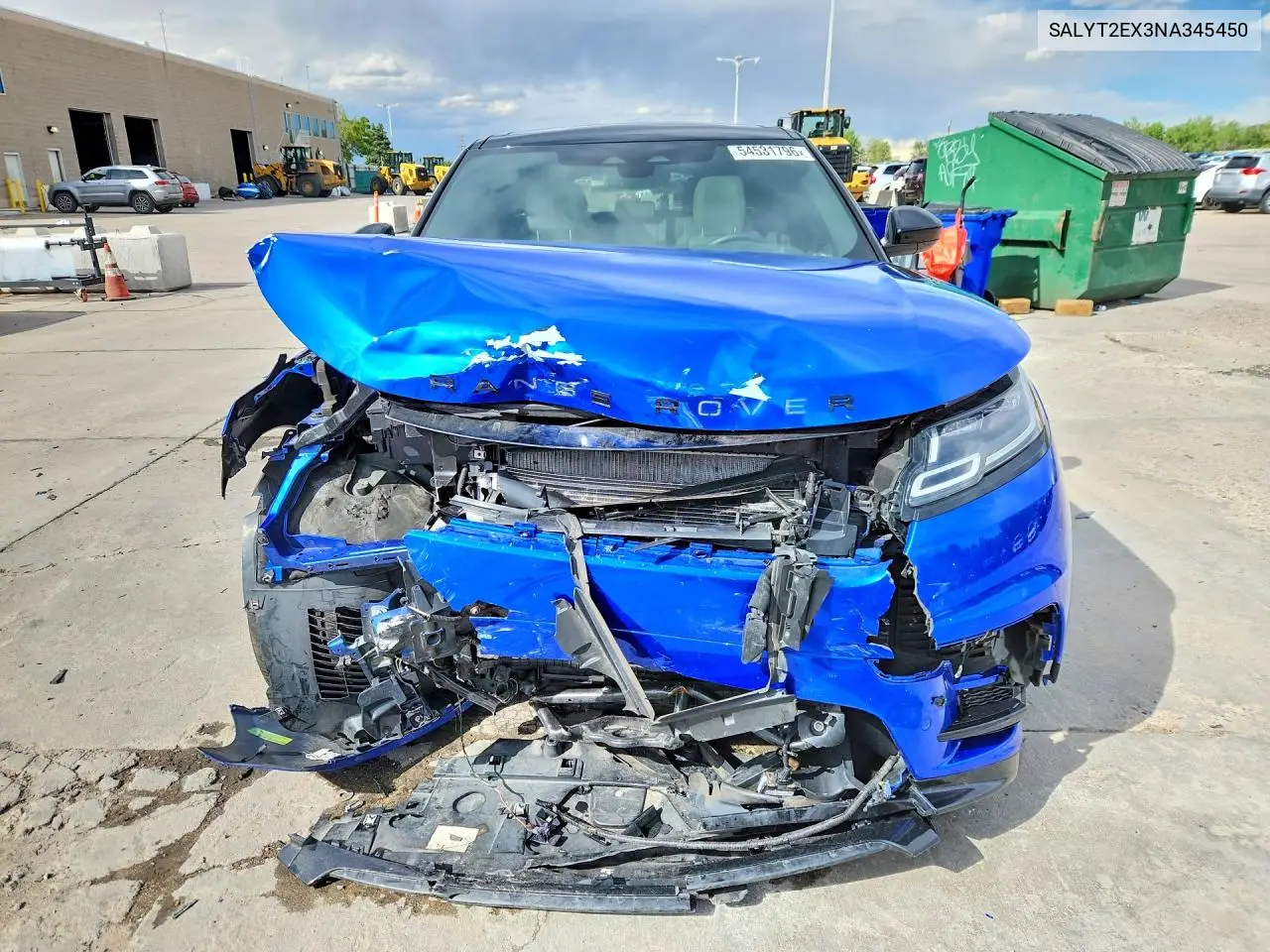 2022 Land Rover Range Rover Velar R-Dynamic S VIN: SALYT2EX3NA345450 Lot: 54531796