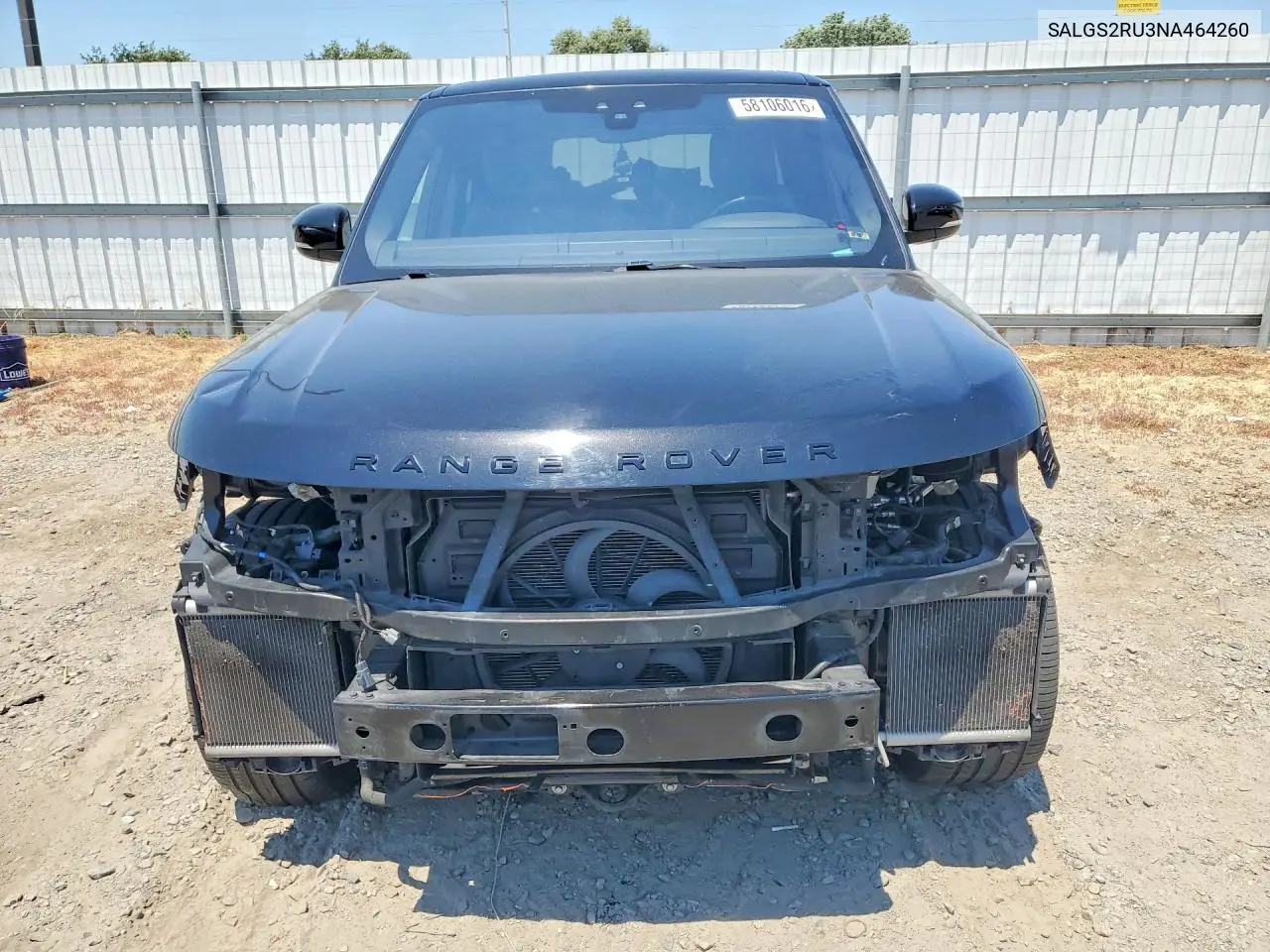 2022 Land Rover Range Rvr VIN: SALGS2RU3NA464260 Lot: 58106016