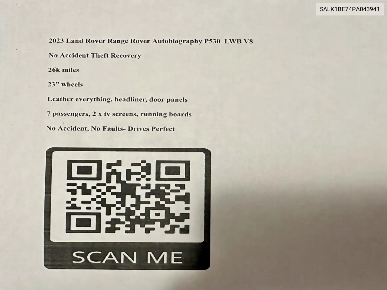 SALK1BE74PA043941 2023 Land Rover Range Rover Autobiography