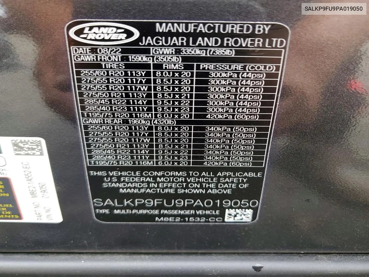 2023 Land Rover Range Rover Se VIN: SALKP9FU9PA019050 Lot: 60005066