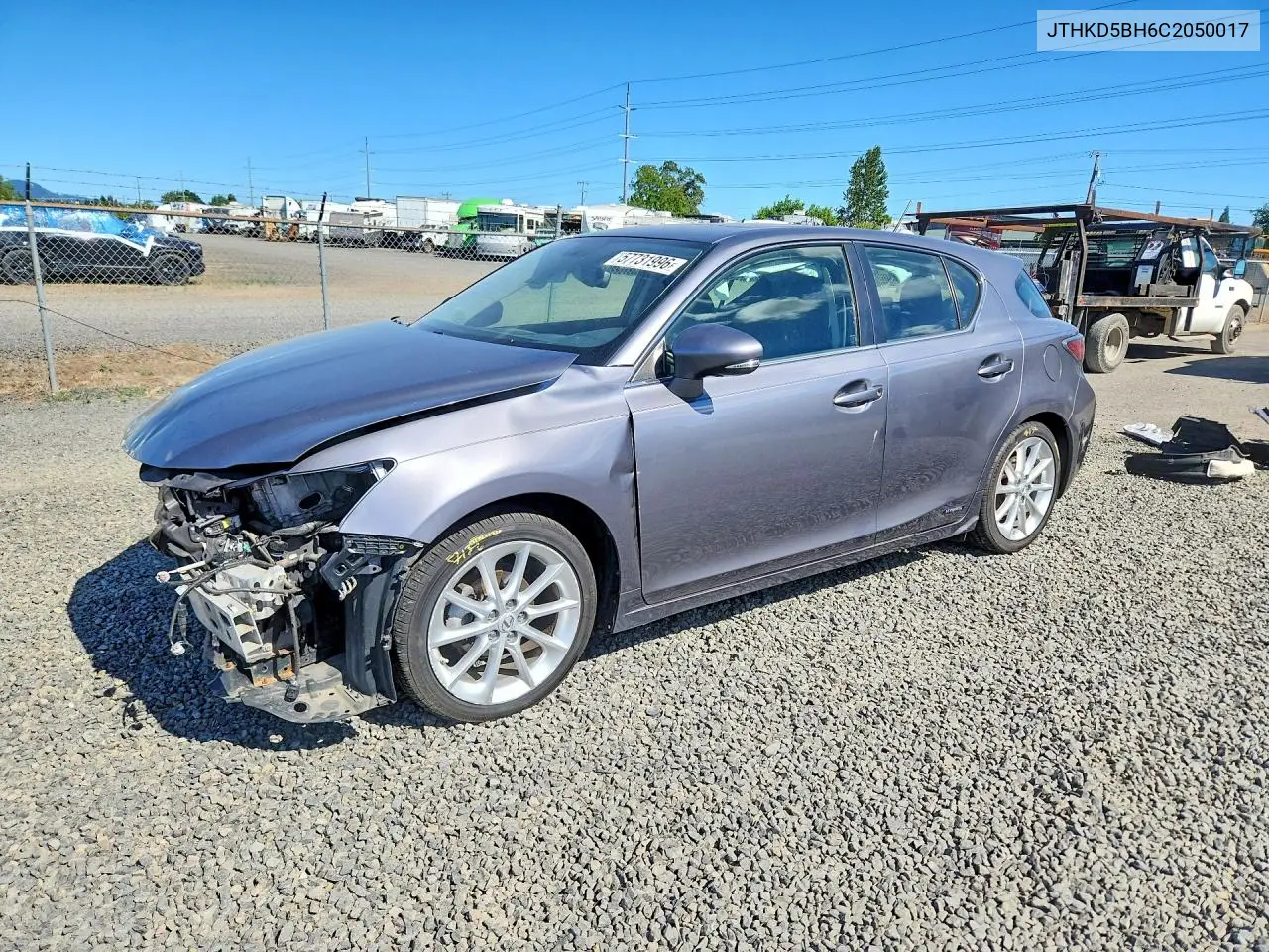 2012 Lexus Ct 200 VIN: JTHKD5BH6C2050017 Lot: 57731996