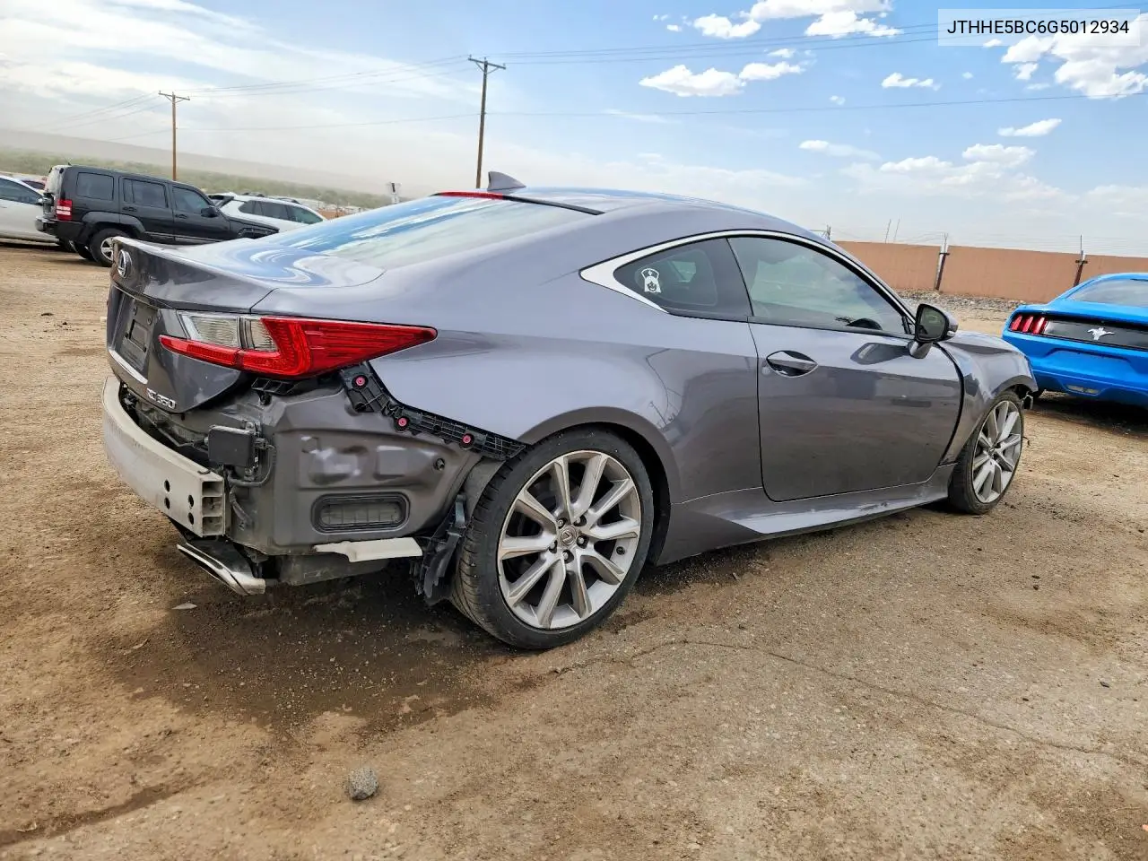 2016 Lexus Rc 350 VIN: JTHHE5BC6G5012934 Lot: 56064246