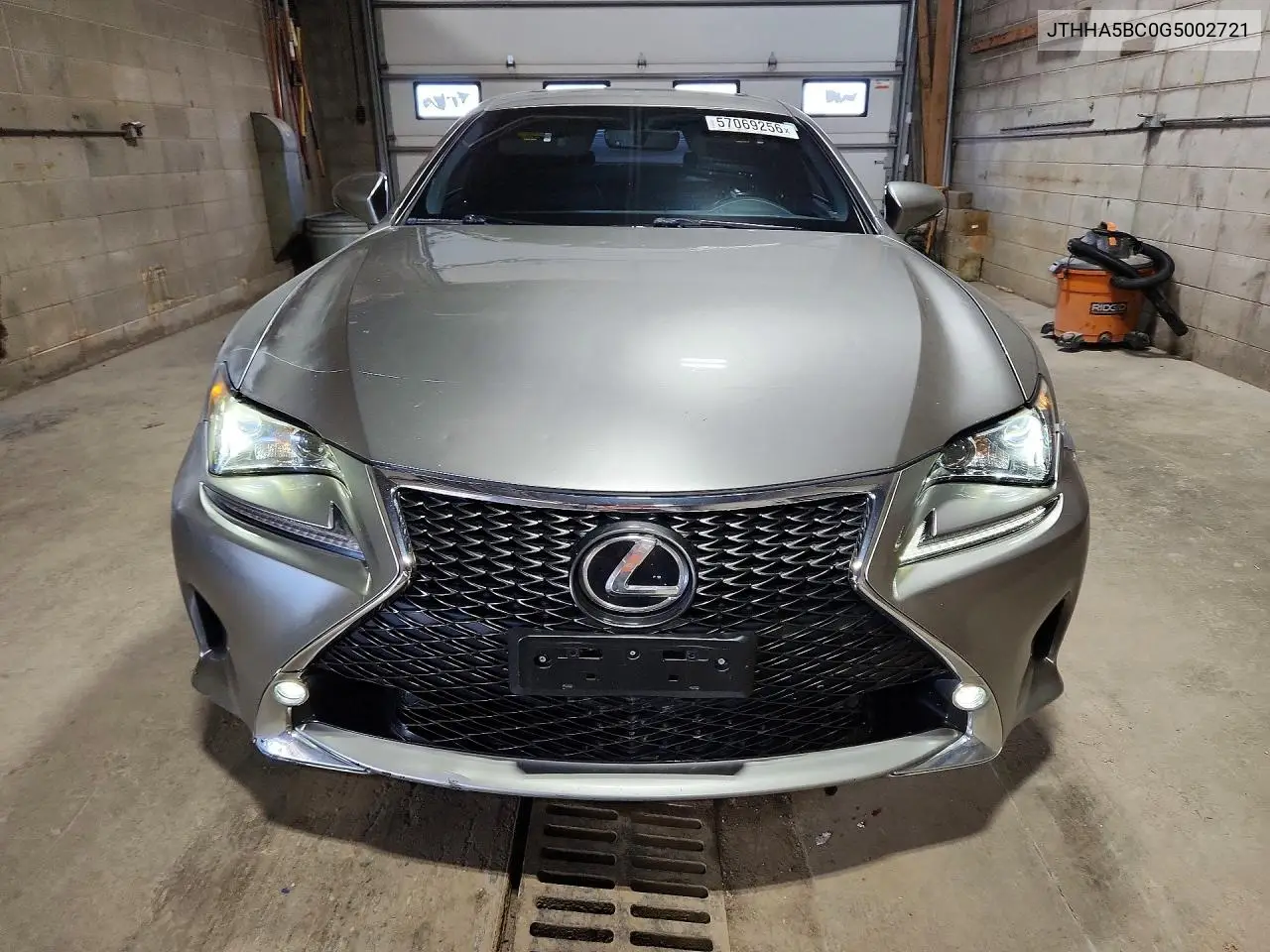 2016 Lexus Rc 200T VIN: JTHHA5BC0G5002721 Lot: 57069256
