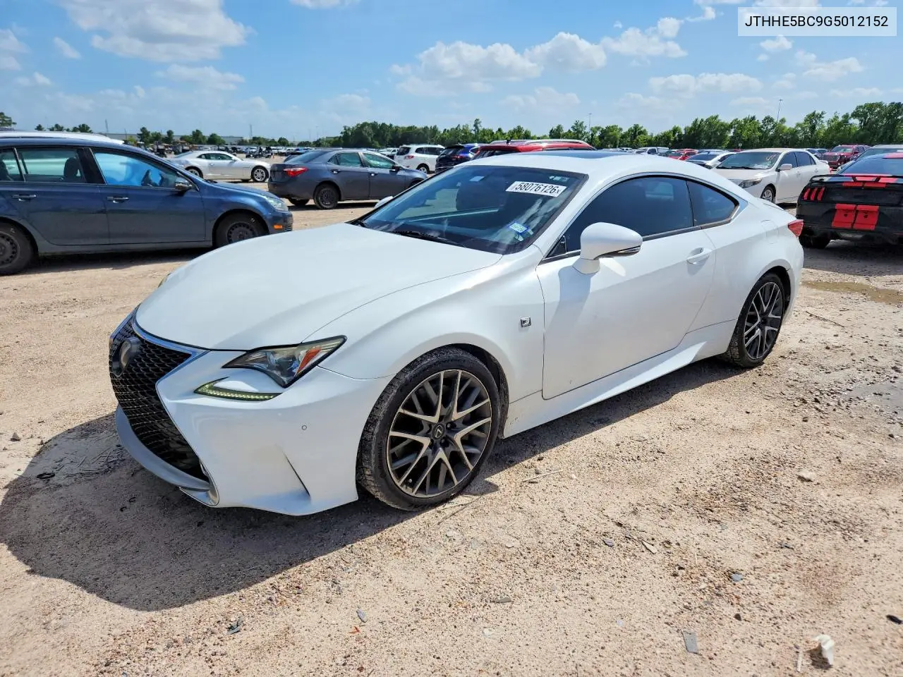 2016 Lexus Rc 350 VIN: JTHHE5BC9G5012152 Lot: 58076126