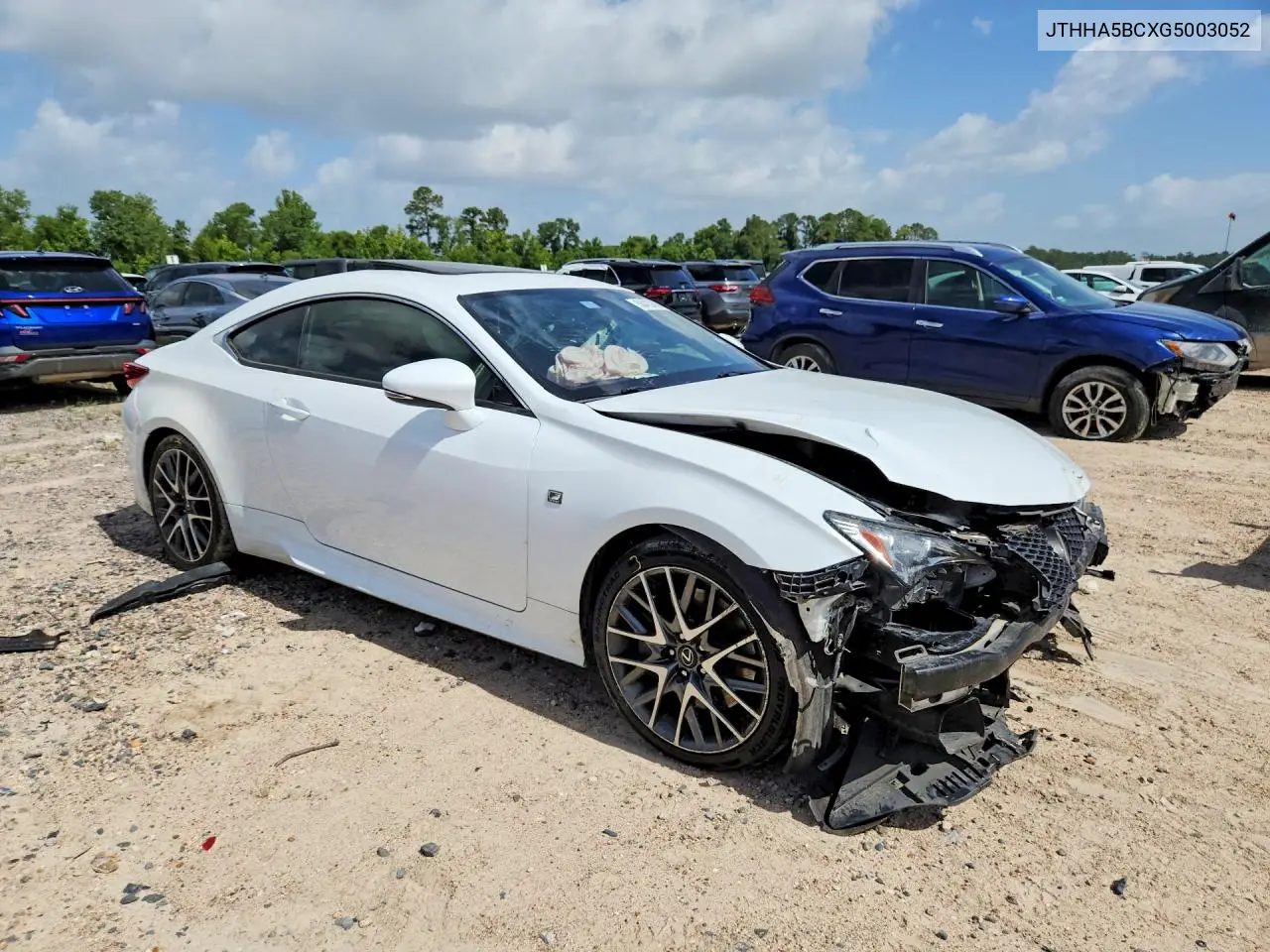 2016 Lexus Rc 200T VIN: JTHHA5BCXG5003052 Lot: 58423886