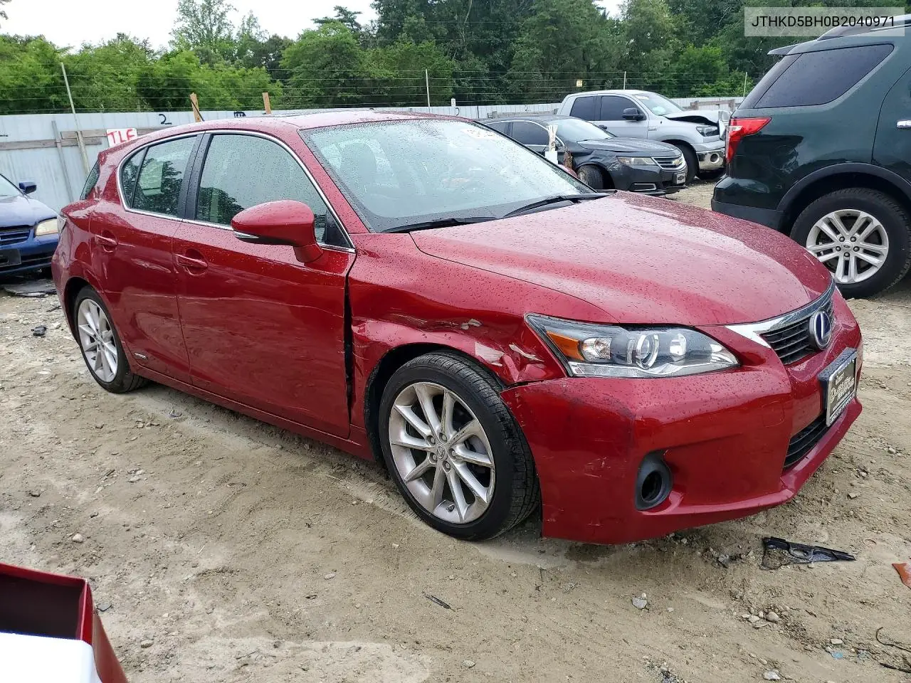 2011 Lexus Ct 200 VIN: JTHKD5BH0B2040971 Lot: 57614426