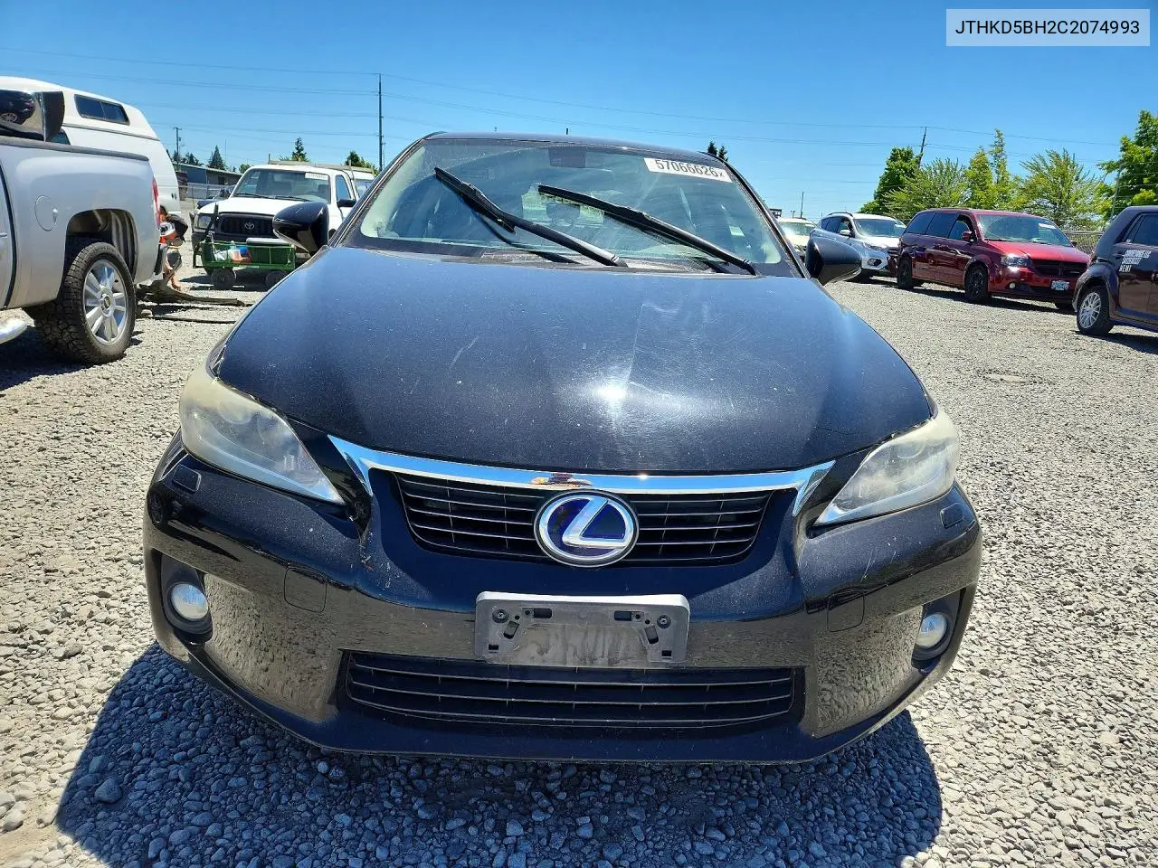 2012 Lexus Ct 200 VIN: JTHKD5BH2C2074993 Lot: 57066626
