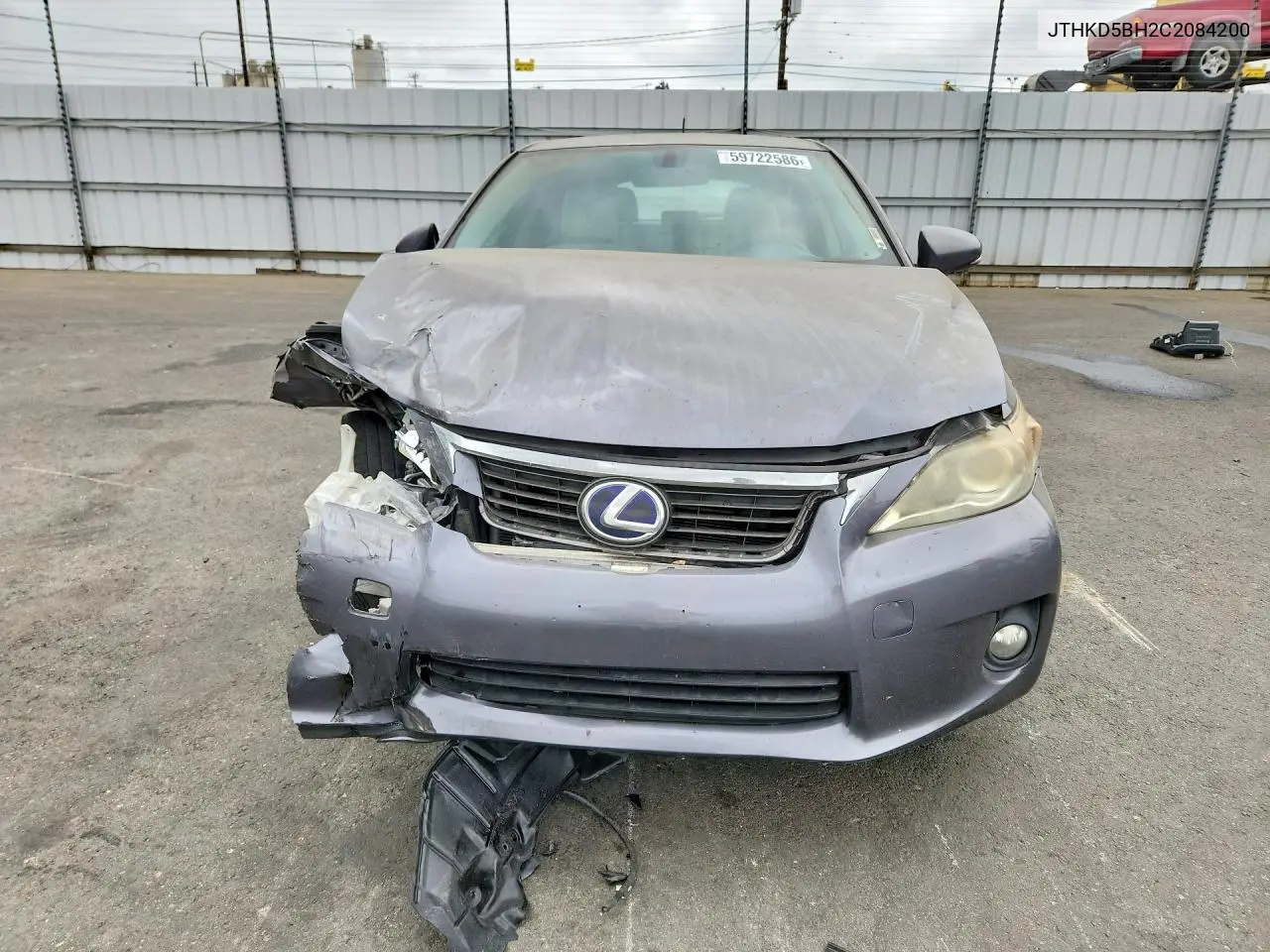 2012 Lexus Ct 200 VIN: JTHKD5BH2C2084200 Lot: 59722586