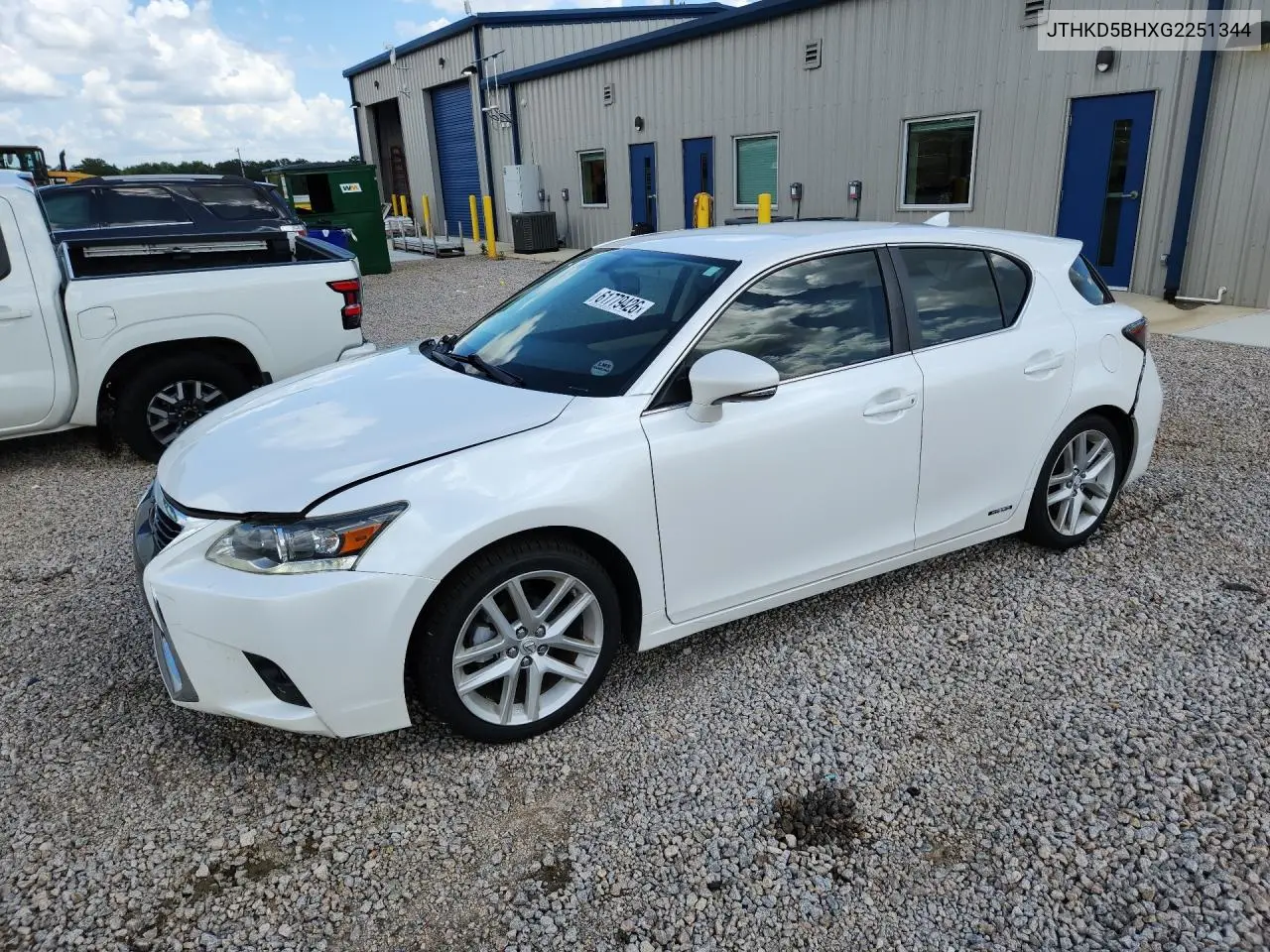 2016 Lexus Ct 200 VIN: JTHKD5BHXG2251344 Lot: 61779426