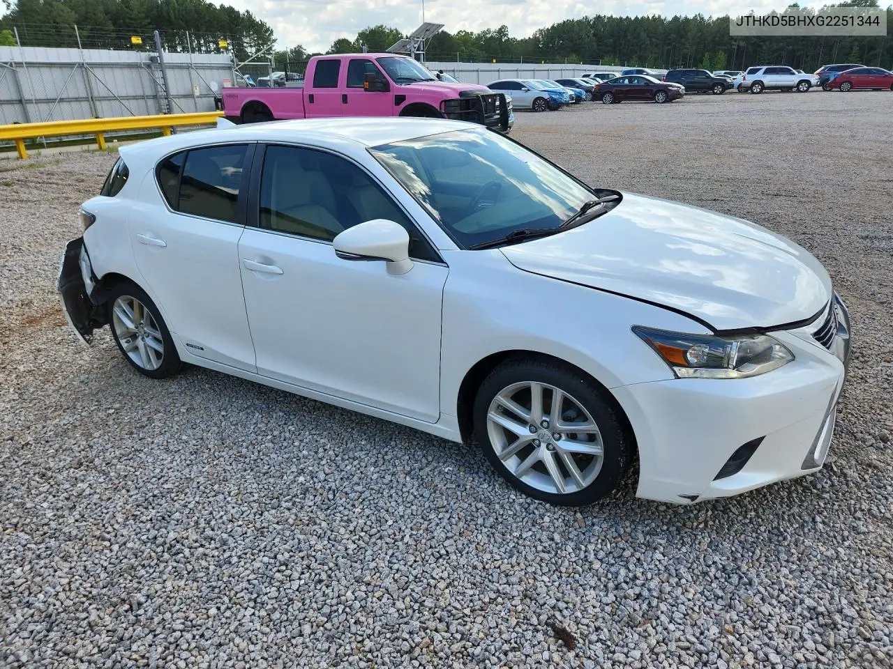 2016 Lexus Ct 200 VIN: JTHKD5BHXG2251344 Lot: 61779426