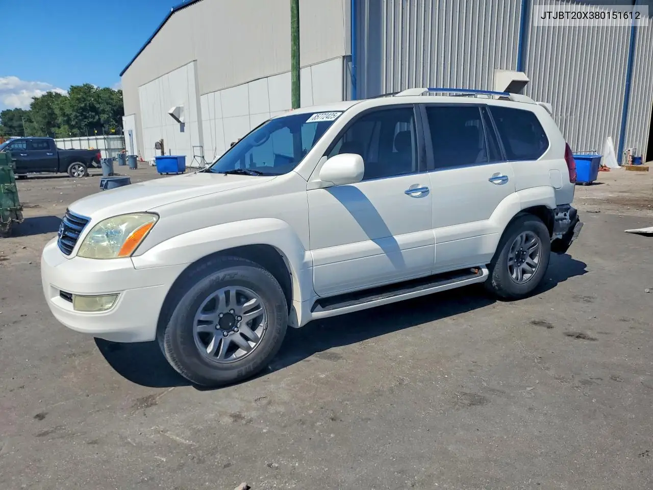 2008 Lexus Gx 470 VIN: JTJBT20X380151612 Lot: 85772425