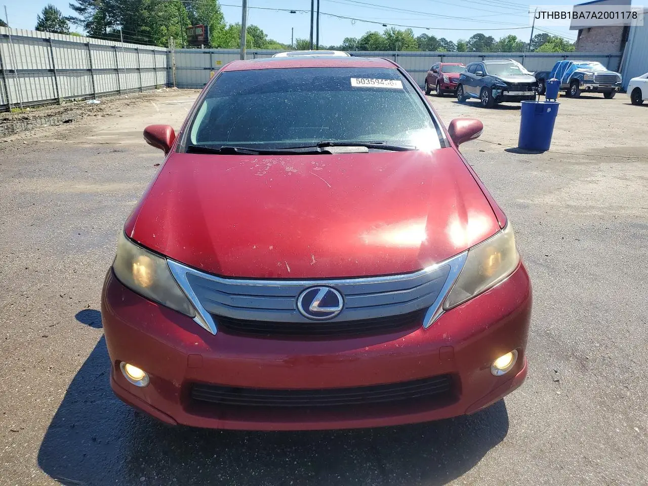 2010 Lexus Hs 250H VIN: JTHBB1BA7A2001178 Lot: 50359456