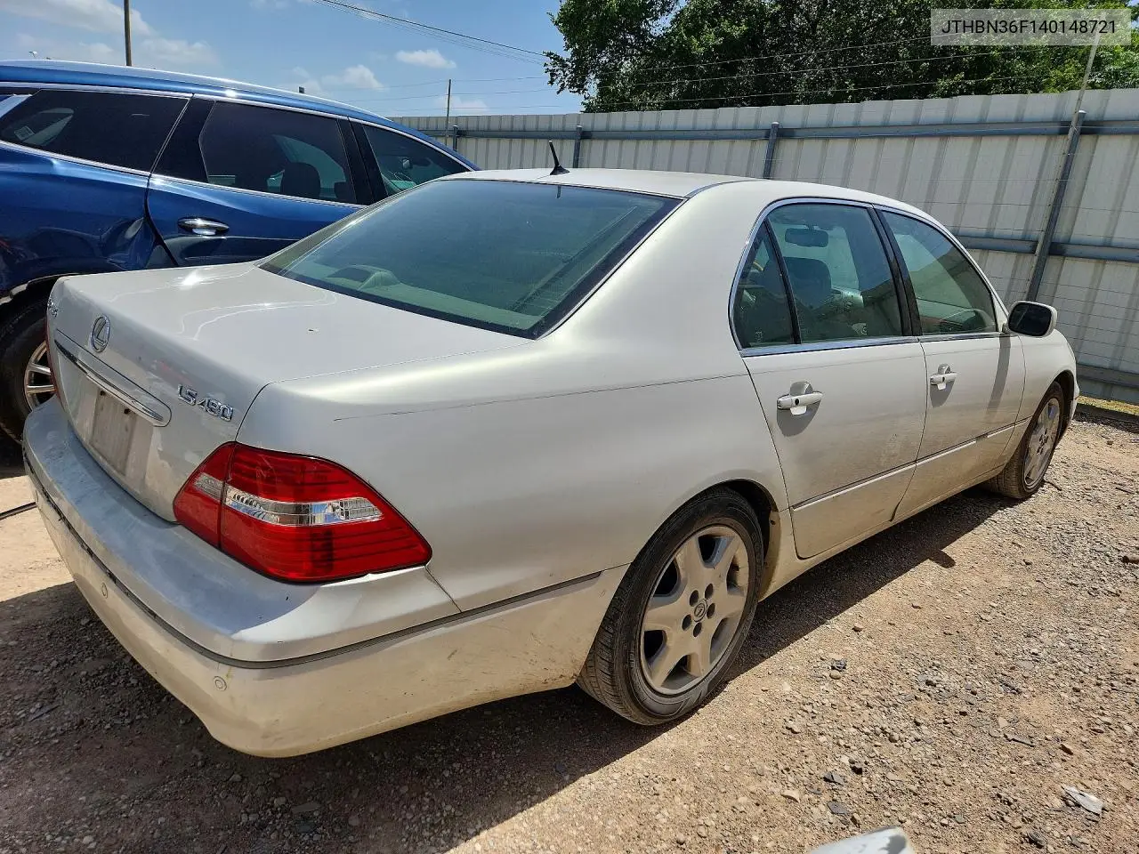 2004 Lexus Ls 430 VIN: JTHBN36F140148721 Lot: 58020166