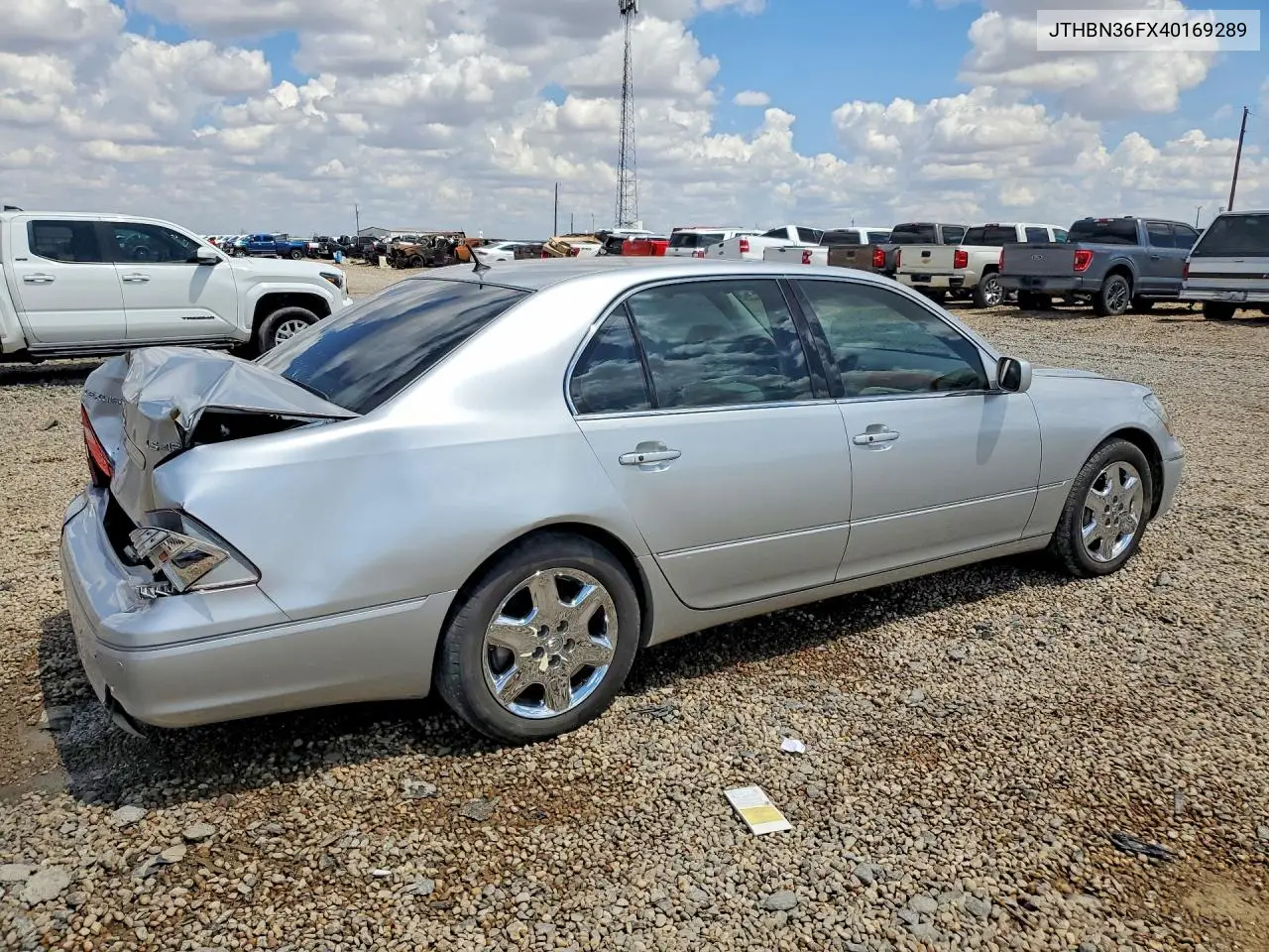 2004 Lexus Ls 430 VIN: JTHBN36FX40169289 Lot: 61316716
