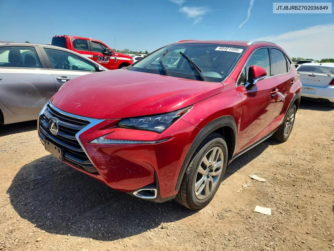 2016 Lexus Nx 300H VIN: JTJBJRBZ7G2036849 Lot: 60481096