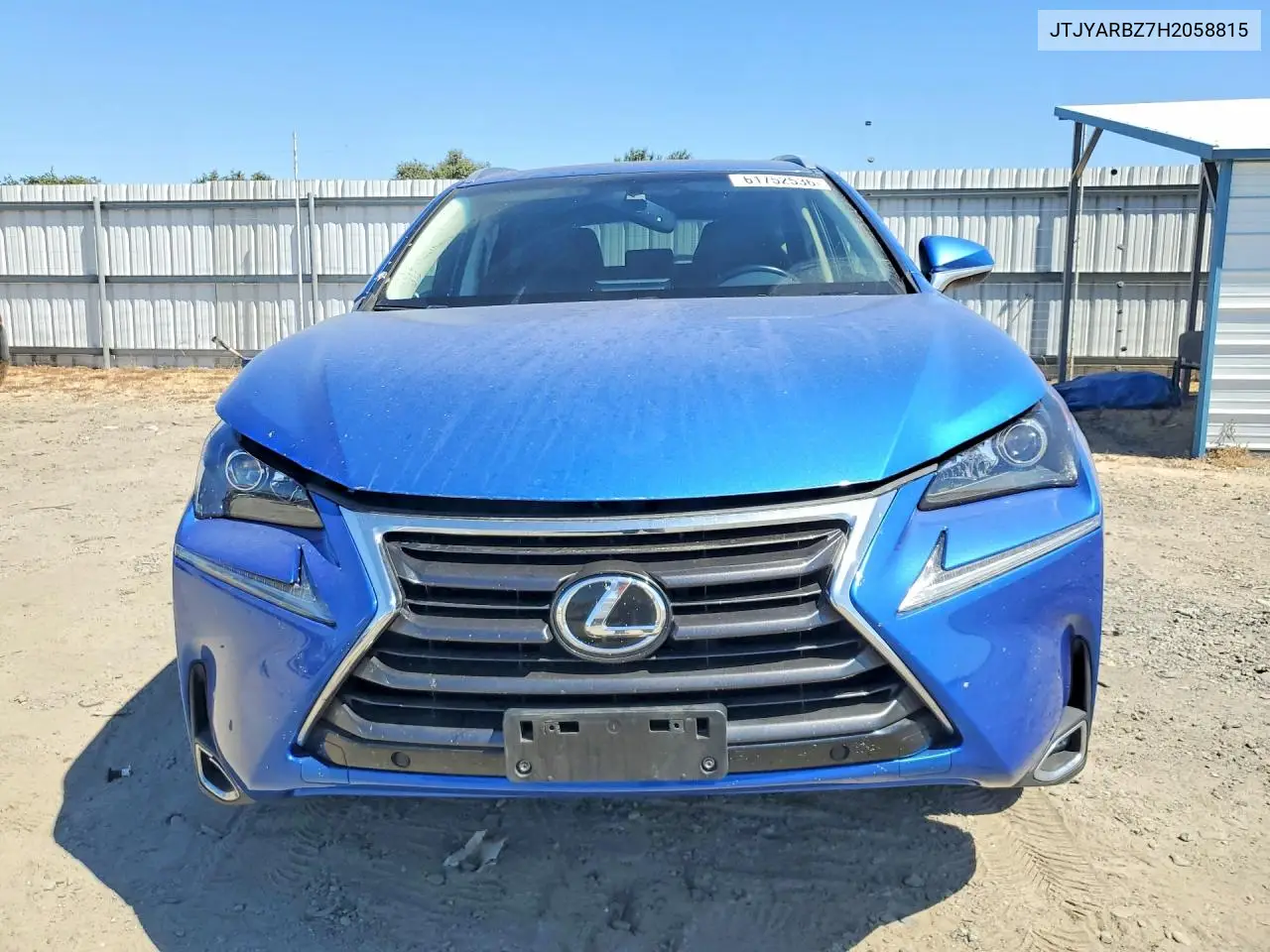 2017 Lexus Nx 200T Base VIN: JTJYARBZ7H2058815 Lot: 61752536