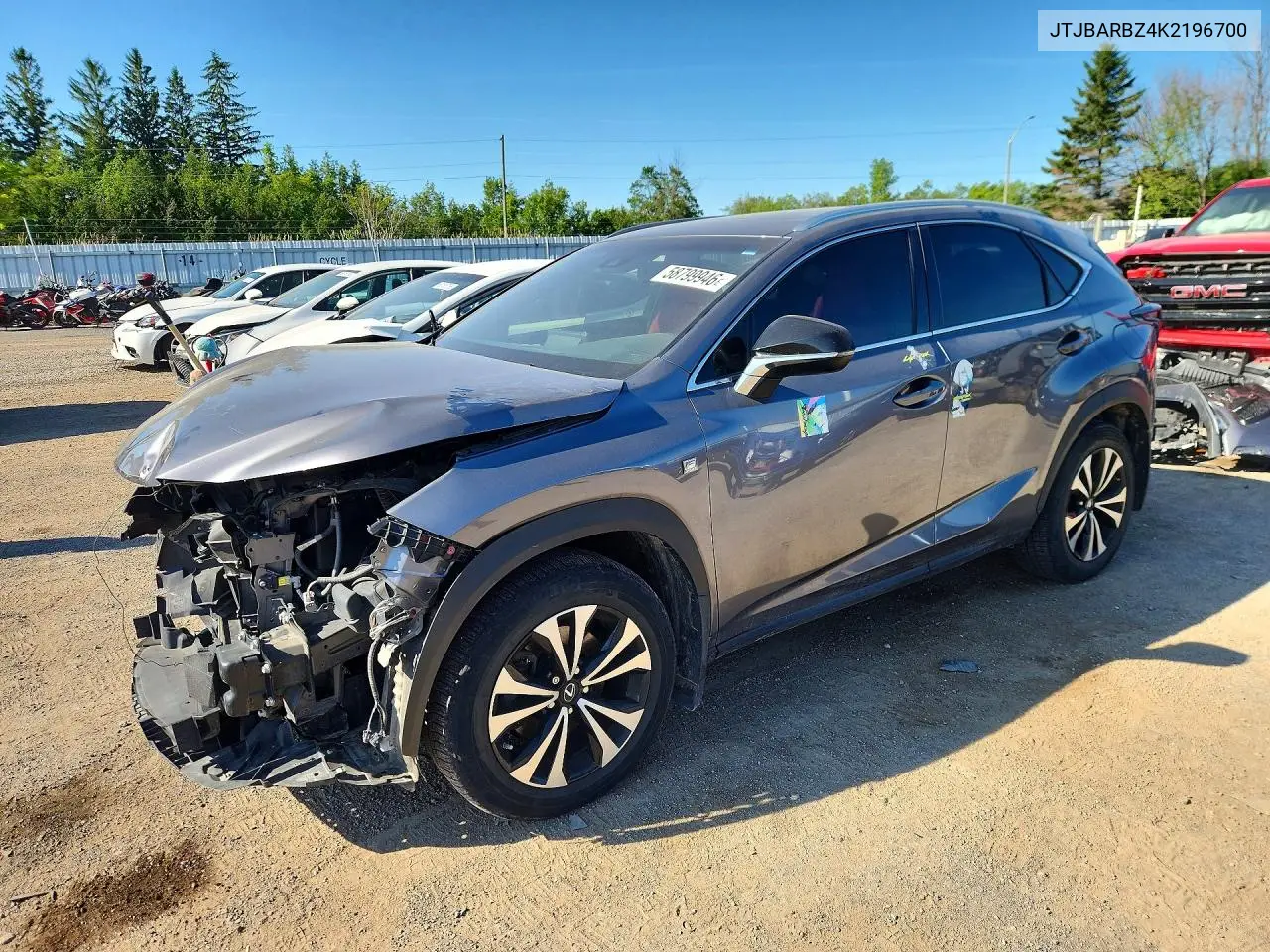 2019 Lexus Nx 300 Base VIN: JTJBARBZ4K2196700 Lot: 58799946