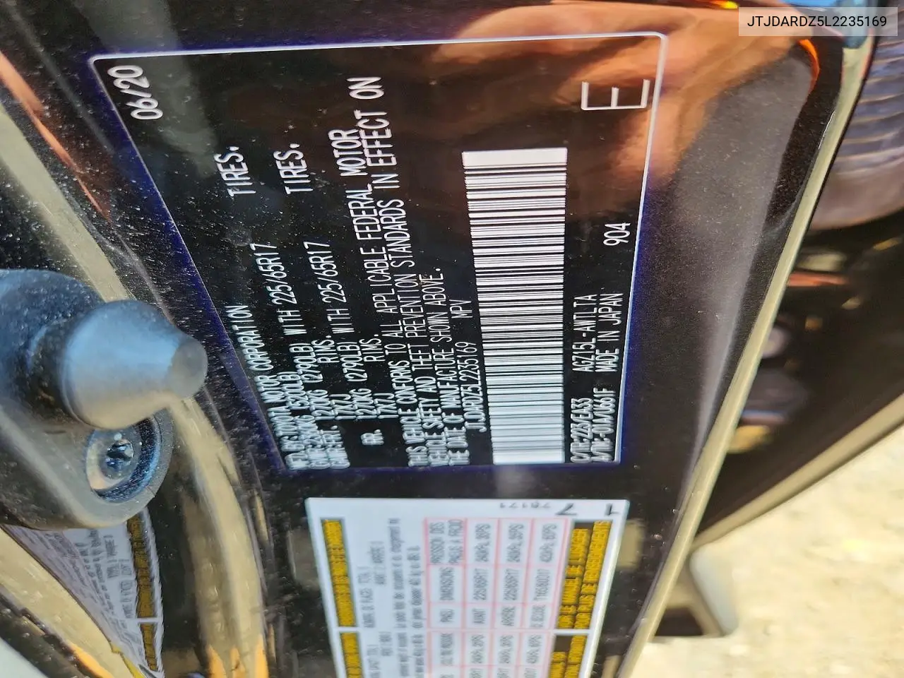 2020 Lexus Nx 300 VIN: JTJDARDZ5L2235169 Lot: 61589326