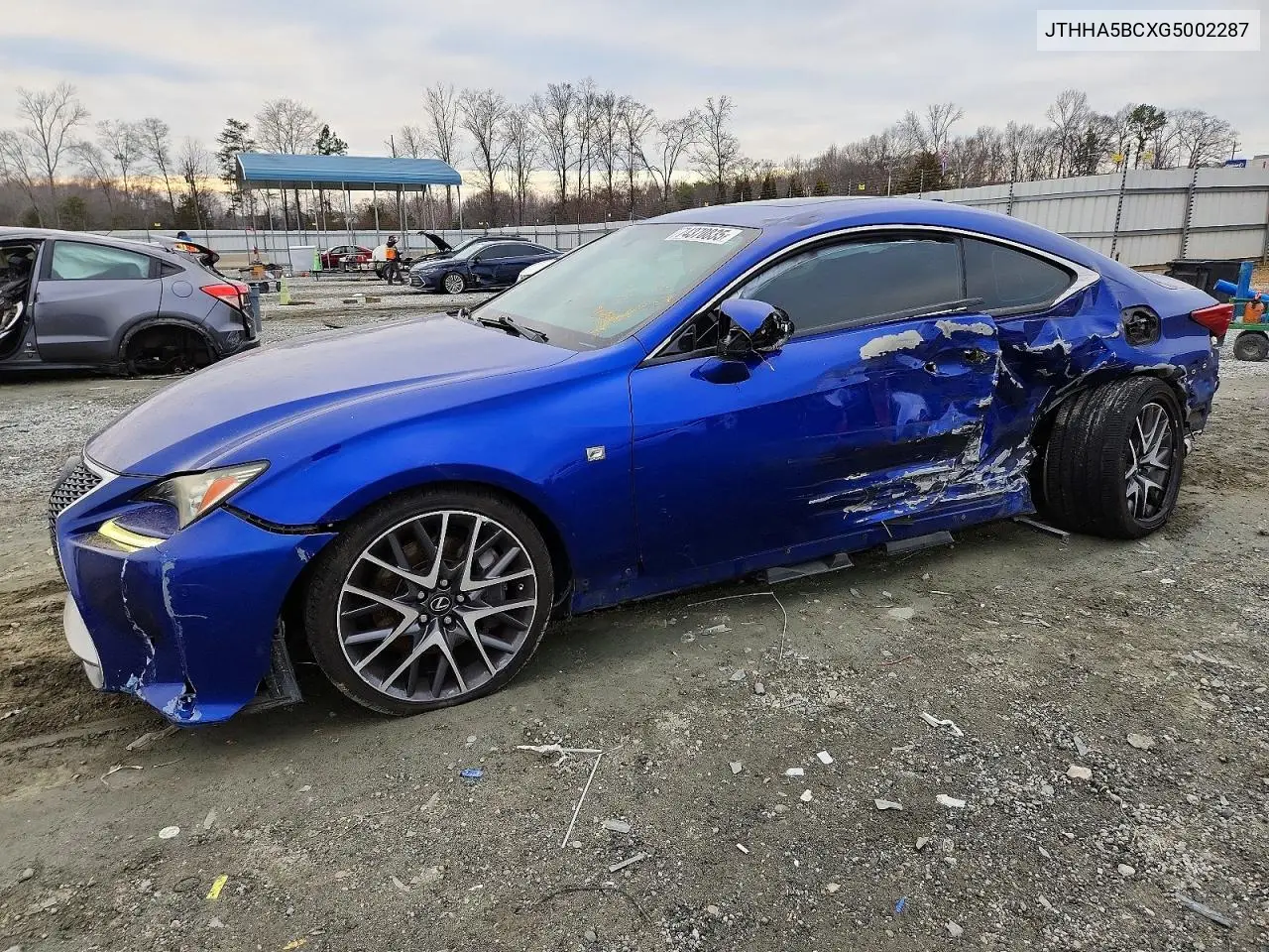 2016 Lexus Rc 200T VIN: JTHHA5BCXG5002287 Lot: 74370835