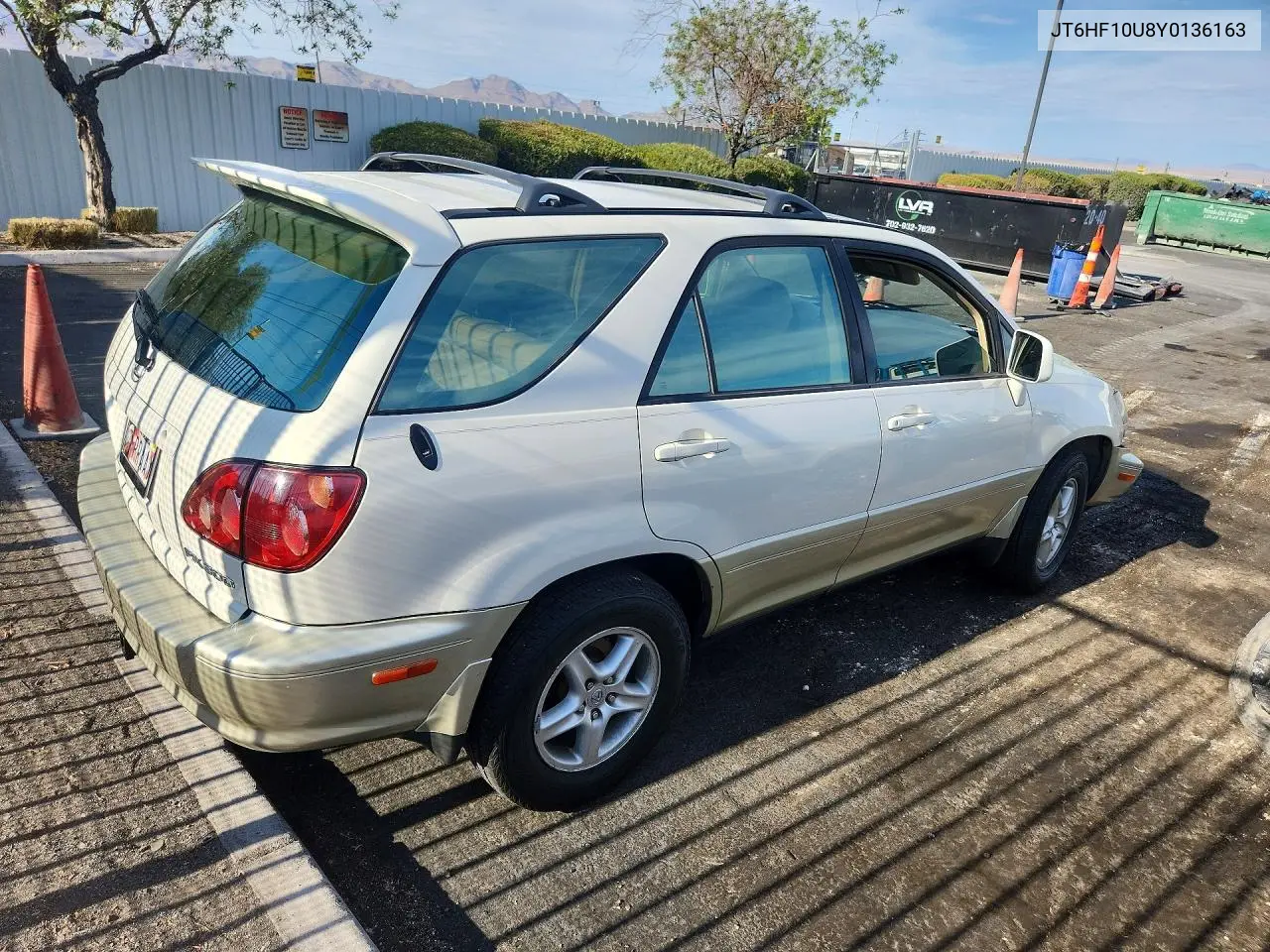 2000 Lexus Rx 300 VIN: JT6HF10U8Y0136163 Lot: 62163556