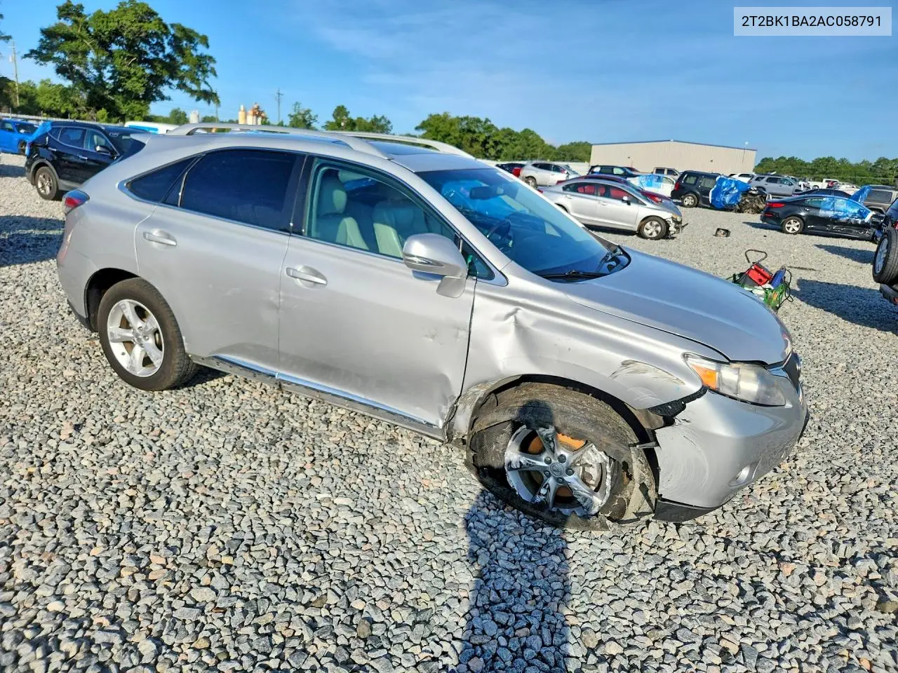 2010 Lexus Rx 350 VIN: 2T2BK1BA2AC058791 Lot: 61812296