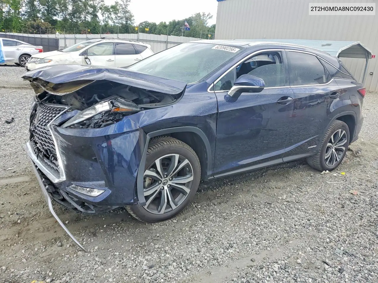 2022 Lexus Rx 450H VIN: 2T2HGMDA8NC092430 Lot: 62090256