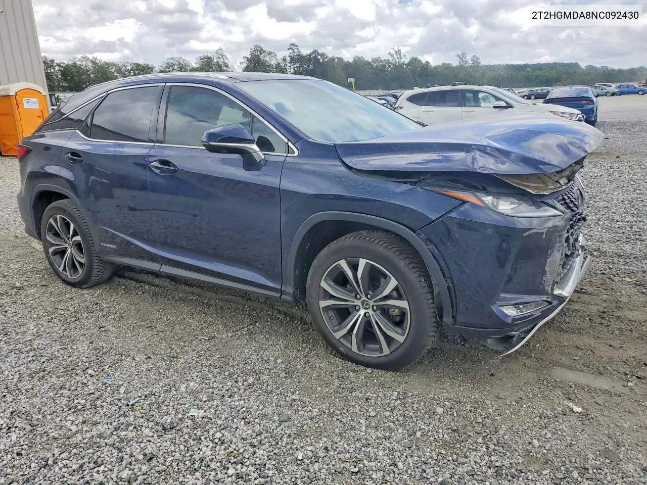 2022 Lexus Rx 450H VIN: 2T2HGMDA8NC092430 Lot: 62090256
