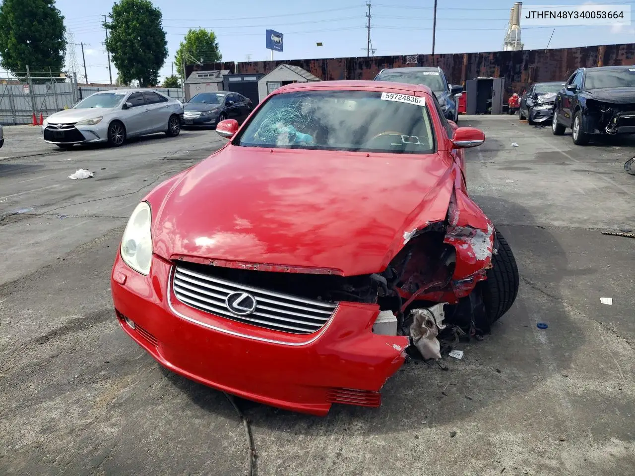 2004 Lexus Sc 430 VIN: JTHFN48Y340053664 Lot: 59724836