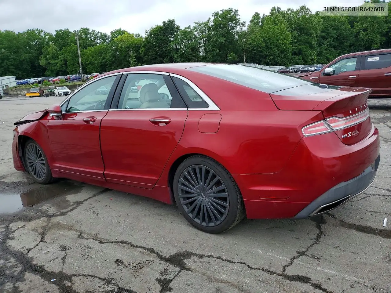 2017 Lincoln Mkz Reserve VIN: 3LN6L5FC8HR647608 Lot: 60271616