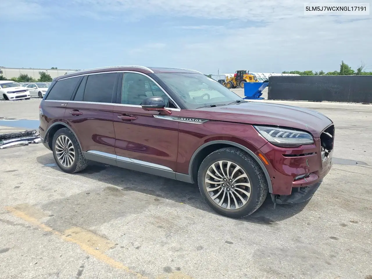 2022 Lincoln Aviator Reserve VIN: 5LM5J7WCXNGL17191 Lot: 61032366