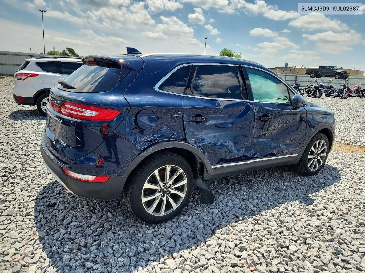 2019 Lincoln Mkc Reserve VIN: 5LMCJ3D91KUL02387 Lot: 59981086