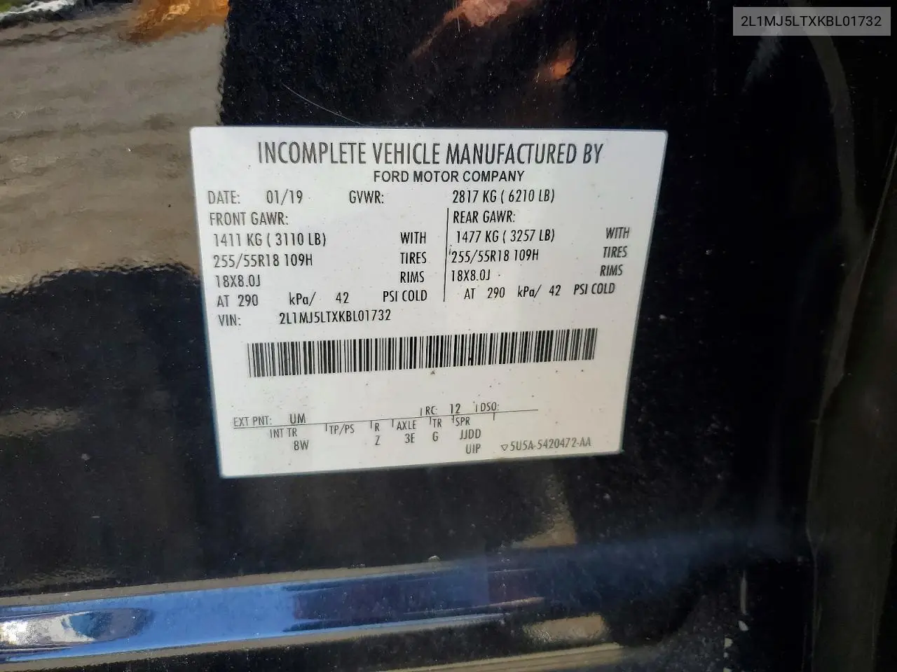 2019 Lincoln Mkt VIN: 2L1MJ5LTXKBL01732 Lot: 51944926