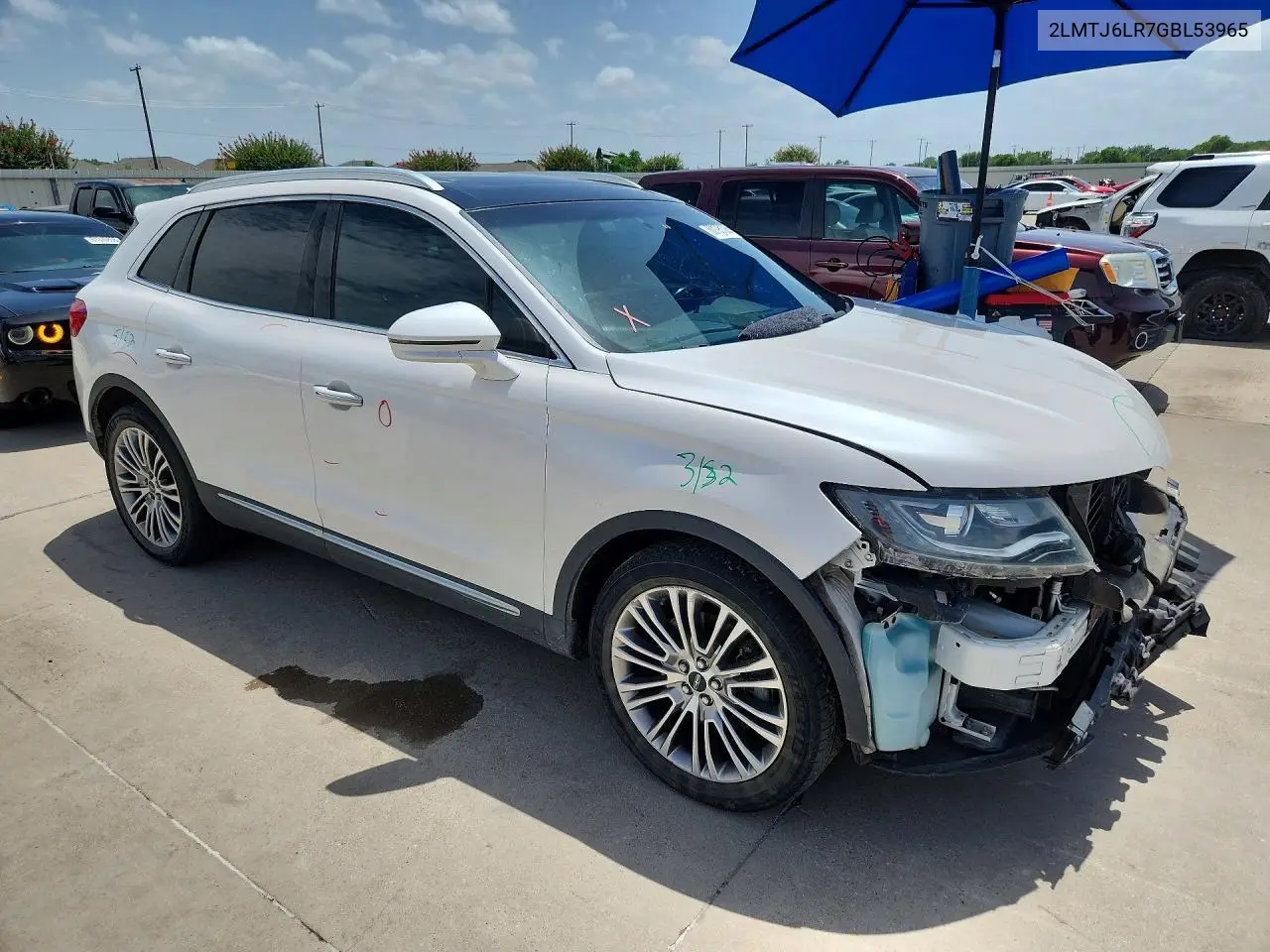 2016 Lincoln Mkx Reserve VIN: 2LMTJ6LR7GBL53965 Lot: 60195106
