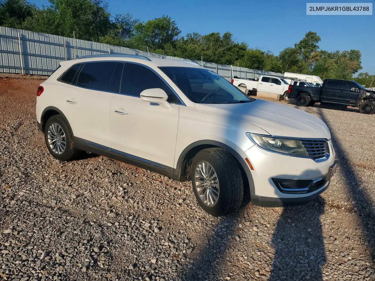 2016 Lincoln Mkx Select VIN: 2LMPJ6KR1GBL43788 Lot: 60803496
