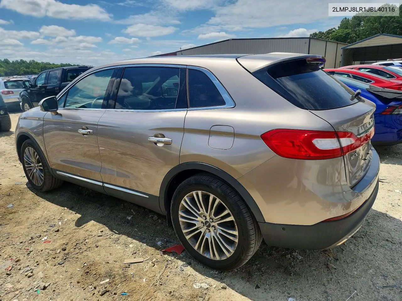 2018 Lincoln Mkx Reserve VIN: 2LMPJ8LR1JBL40116 Lot: 59858326
