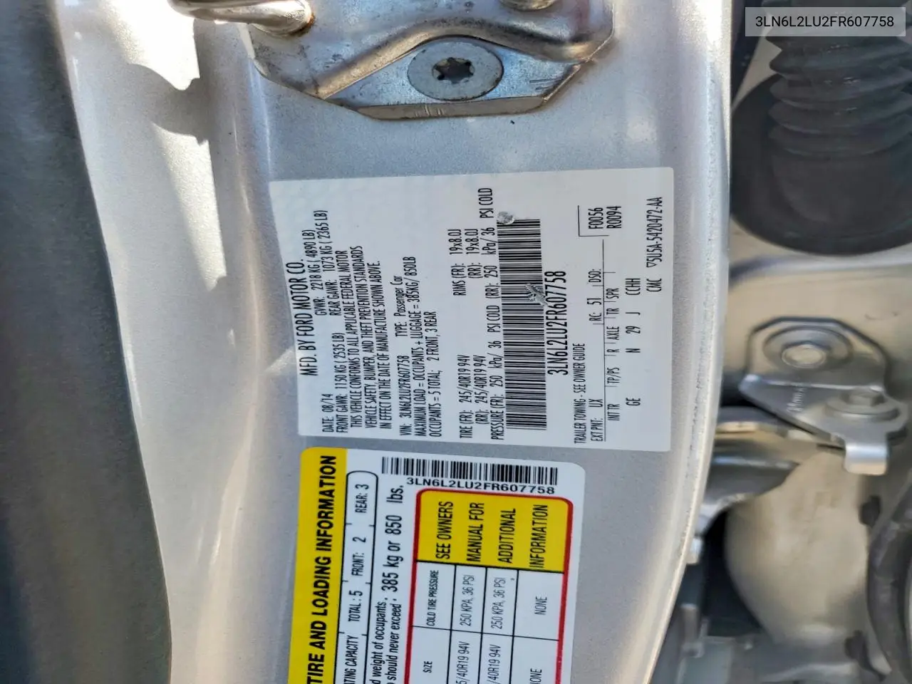 2015 Lincoln Mkz Hybrid VIN: 3LN6L2LU2FR607758 Lot: 60927746