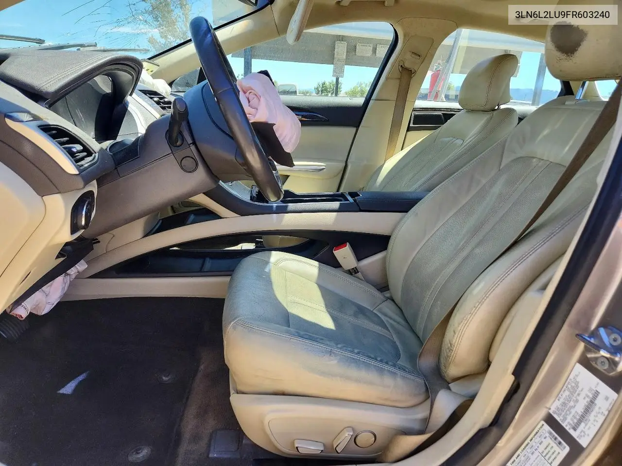 2015 Lincoln Mkz Hybrid VIN: 3LN6L2LU9FR603240 Lot: 62131096