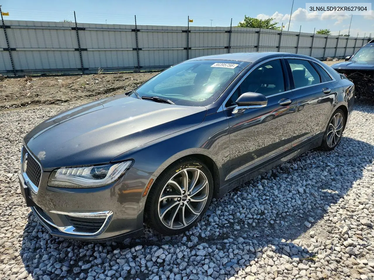 2019 Lincoln Mkz Reserve I VIN: 3LN6L5D92KR627904 Lot: 56395756