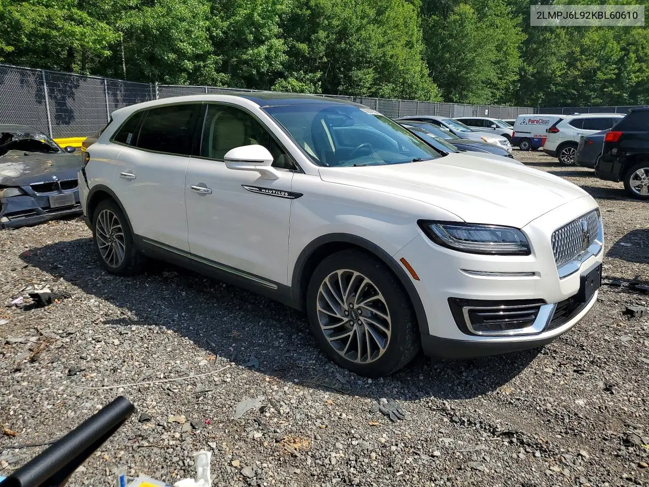 2019 Lincoln Nautilus Reserve VIN: 2LMPJ6L92KBL60610 Lot: 59664206