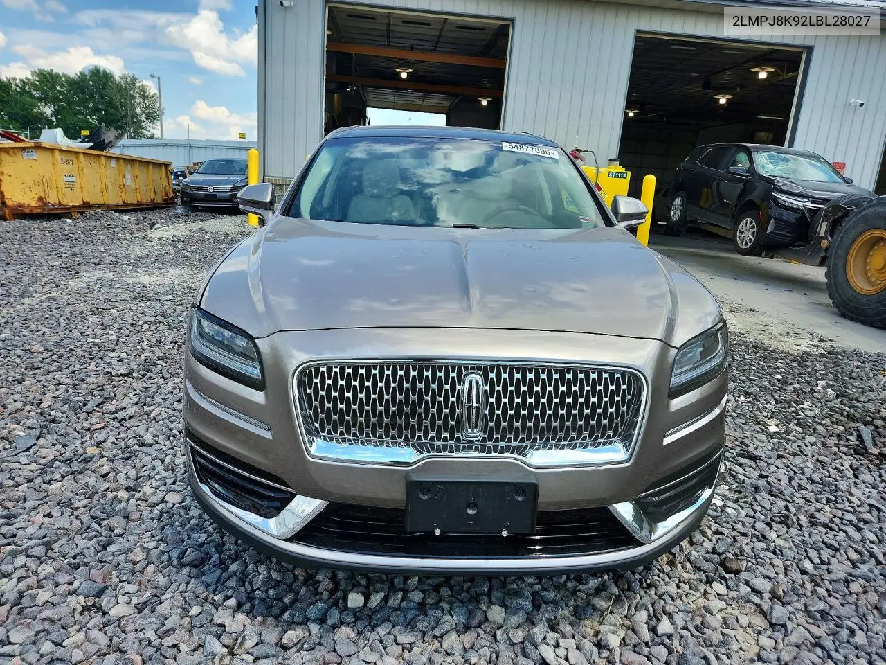 2020 Lincoln Nautilus Reserve VIN: 2LMPJ8K92LBL28027 Lot: 54877896