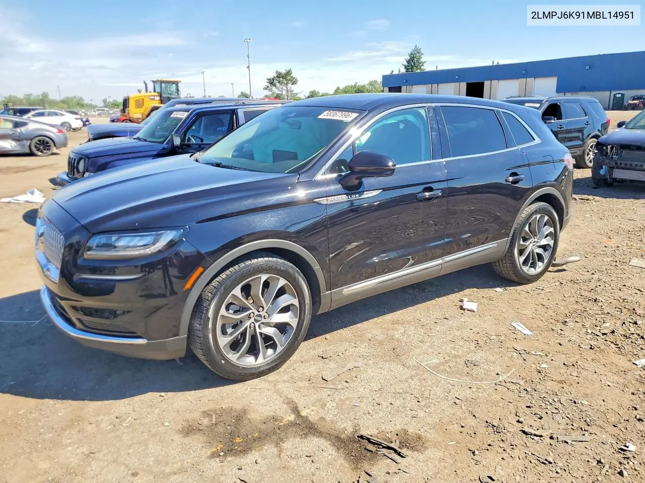 2021 Lincoln Nautilus Reserve VIN: 2LMPJ6K91MBL14951 Lot: 58367996