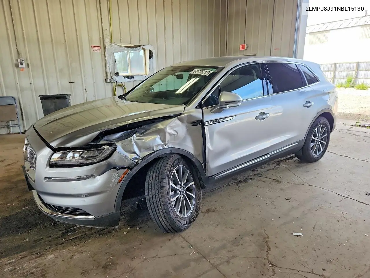 2022 Lincoln Nautilus VIN: 2LMPJ8J91NBL15130 Lot: 60796316
