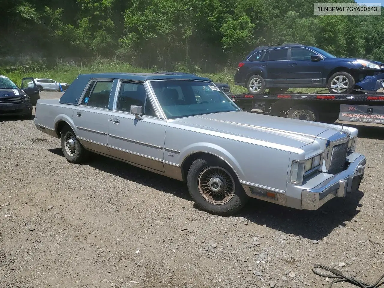 1986 Lincoln Town Car VIN: 1LNBP96F7GY600543 Lot: 59954936
