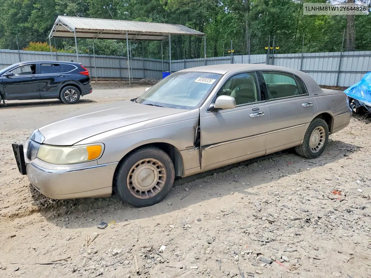2002 Lincoln Town Car Executive VIN: 1LNHM81W12Y644826 Lot: 58368326