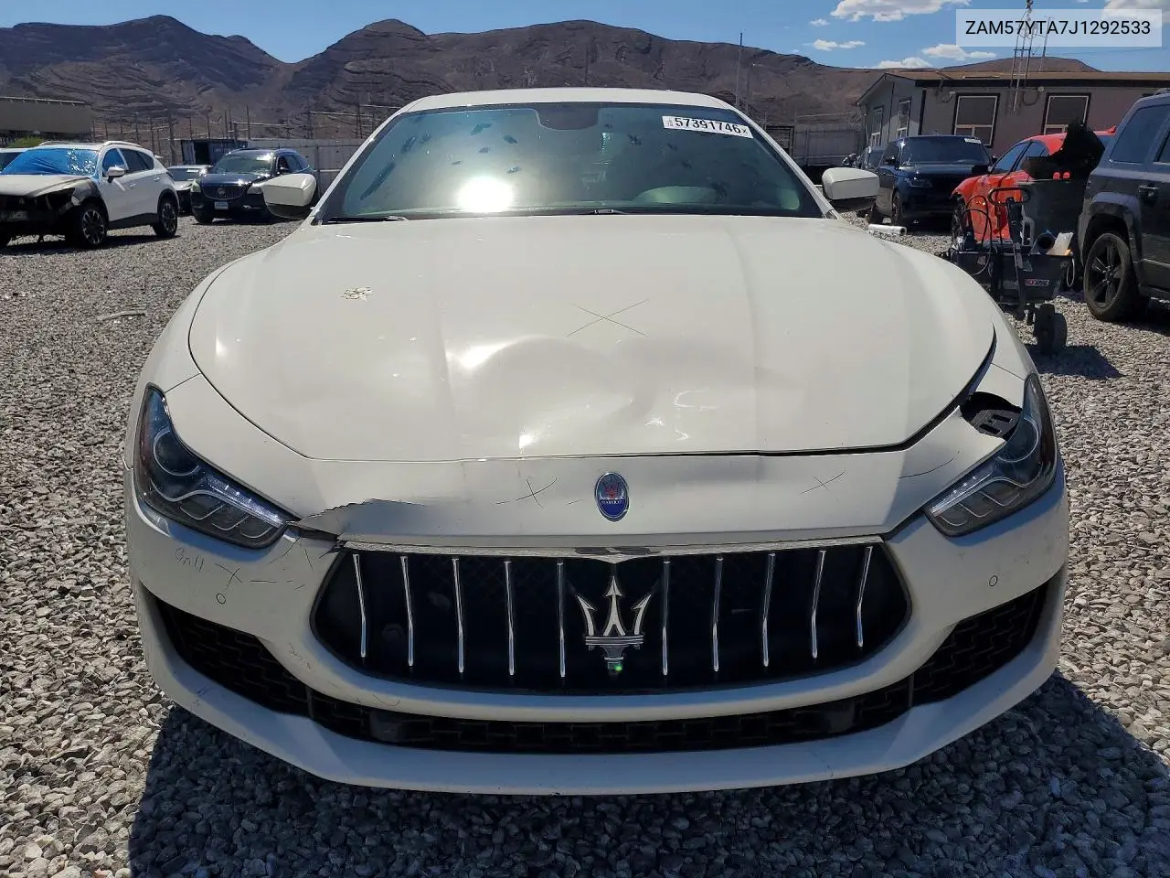 2018 Maserati Ghibli S VIN: ZAM57YTA7J1292533 Lot: 57391746