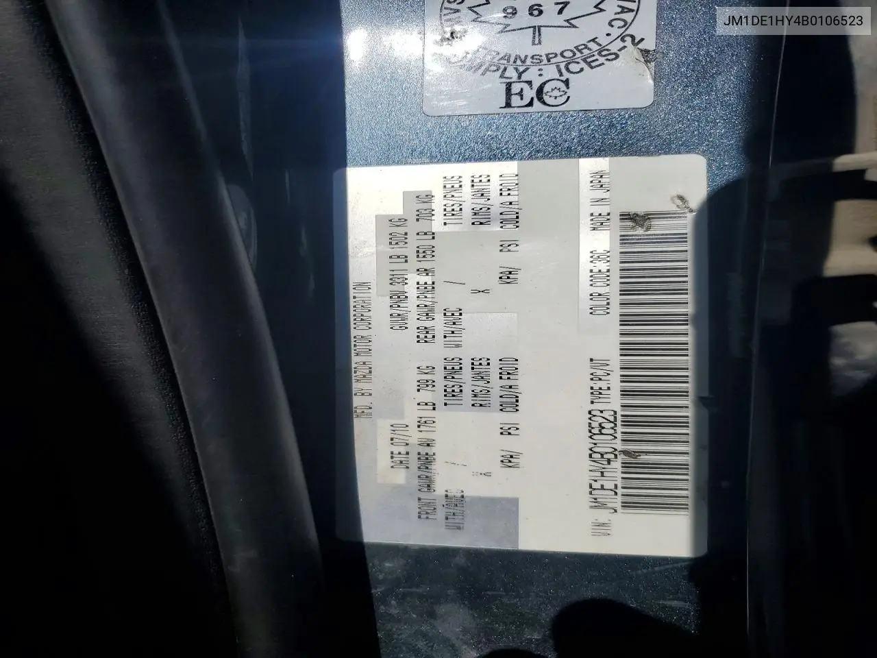 2011 Mazda Mazda2 VIN: JM1DE1HY4B0106523 Lot: 52998566