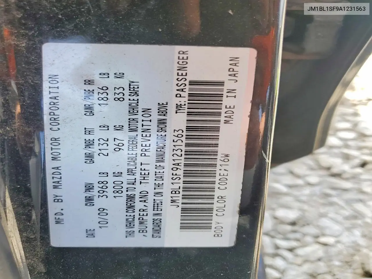 JM1BL1SF9A1231563 2010 Mazda 3 I