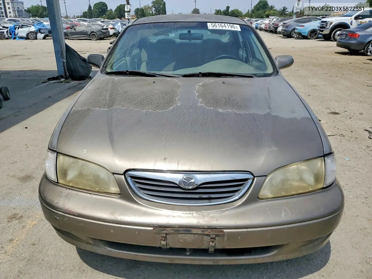 1999 Mazda 626 Es VIN: 1YVGF22D3X5822551 Lot: 56164196