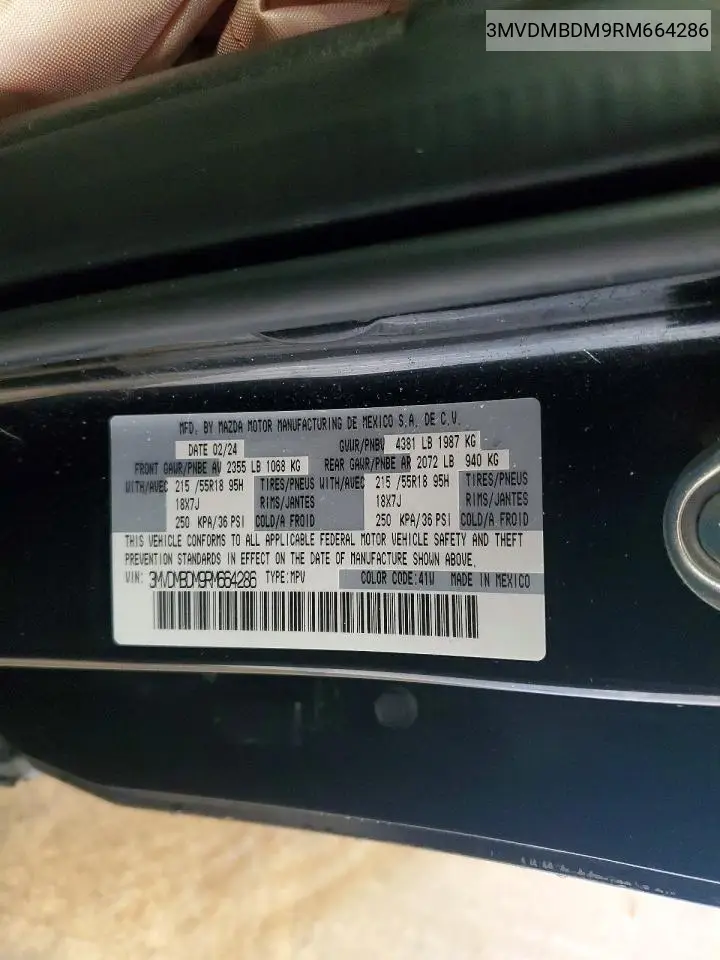 2024 Mazda Cx-30 Premium VIN: 3MVDMBDM9RM664286 Lot: 56664906